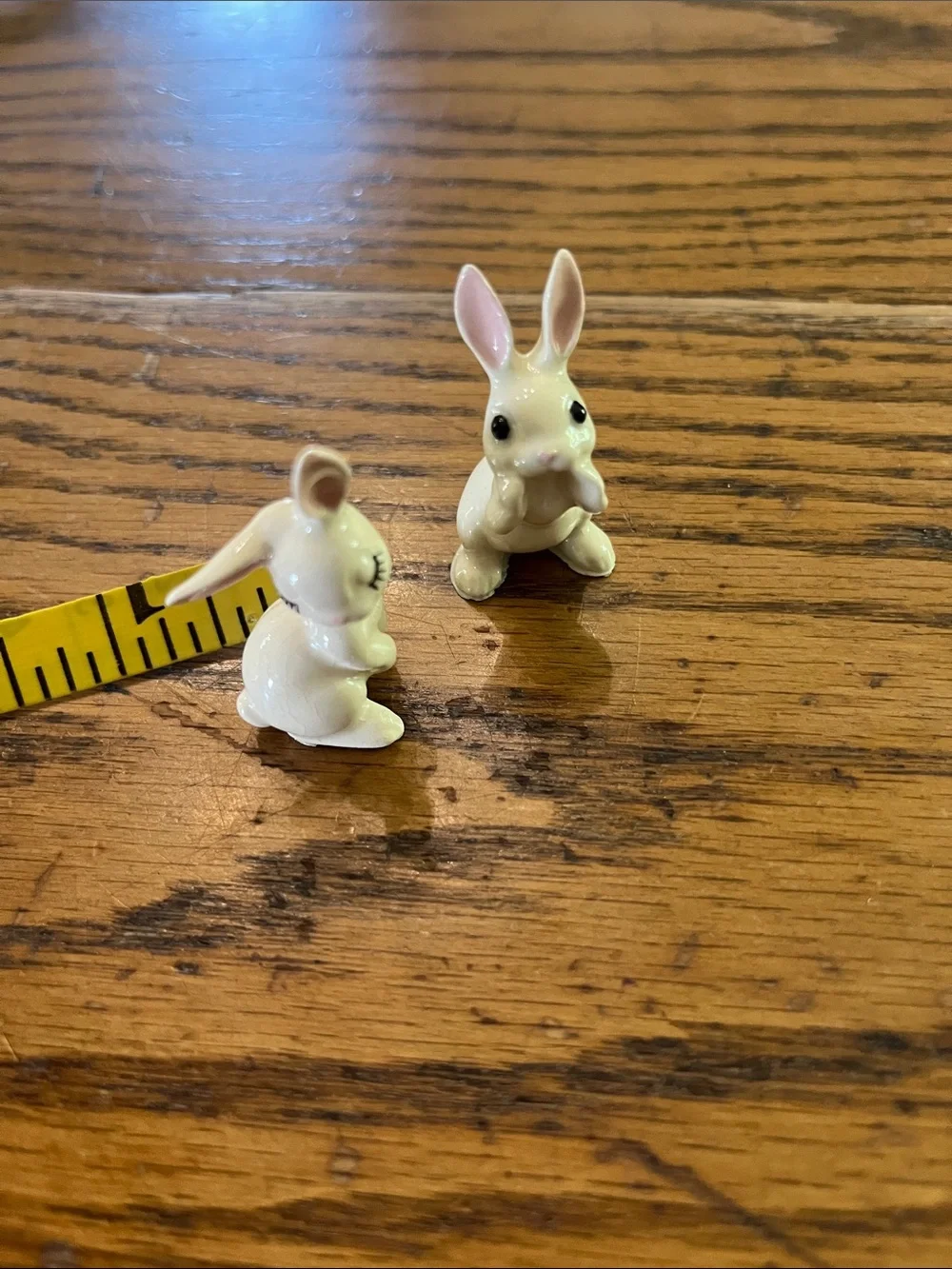 Ceramic mini White Bunny Figurine Set for Small Pets Decor